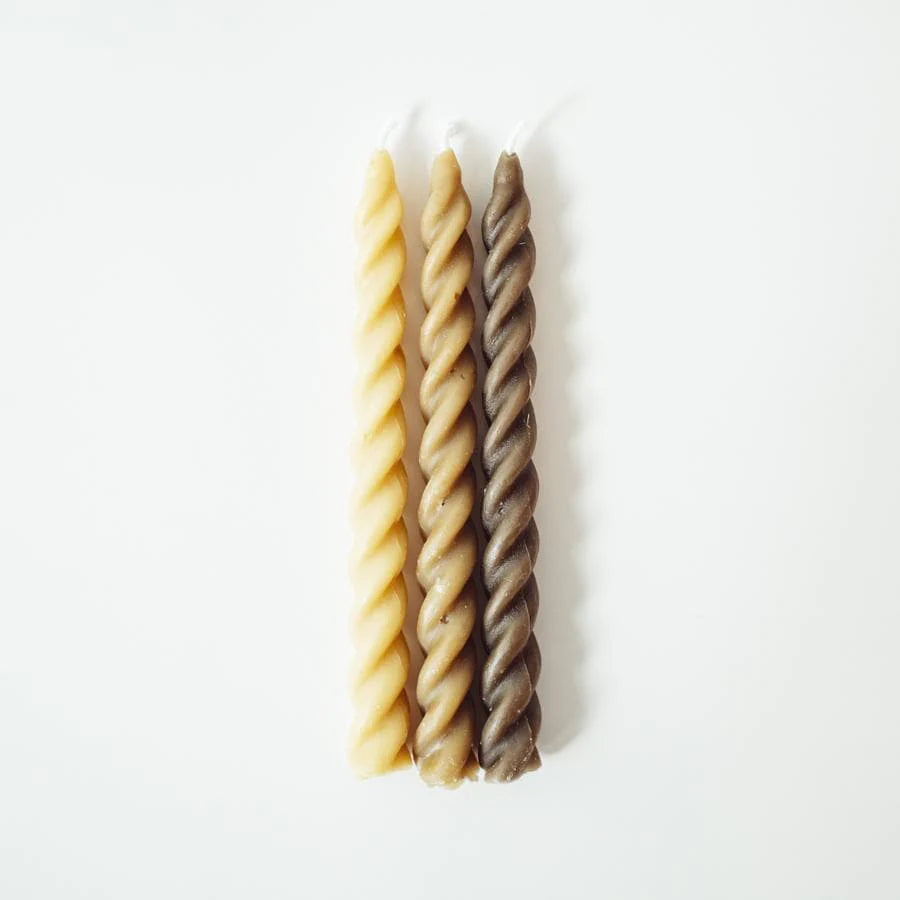 Spiral Tapered Beeswaxed Candles