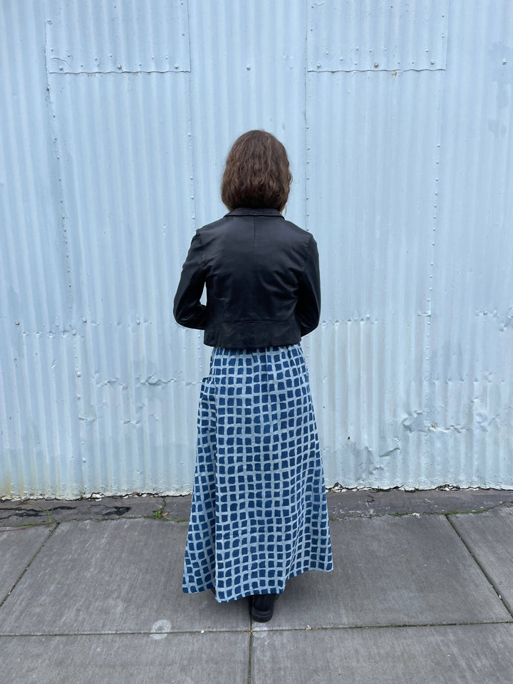 Tilda Skirt Indigo Big Squares