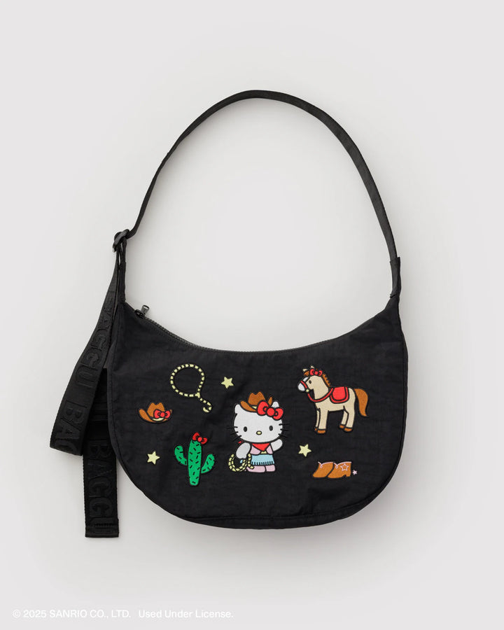 Medium Crescent Bag - Embroidered Hello Kitty Western