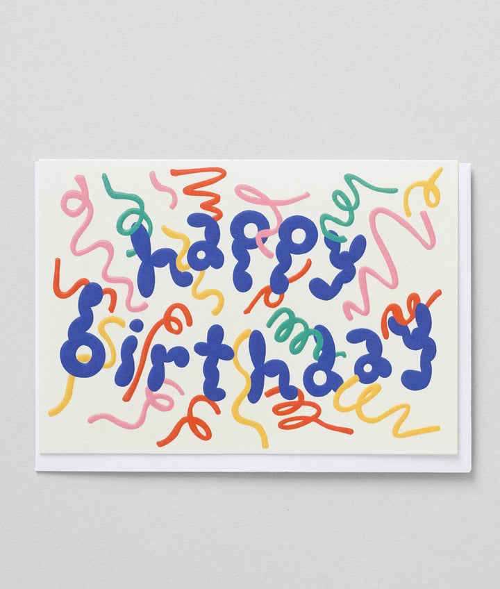 Happy Birthday Streamers' Embossed Greetings Card
