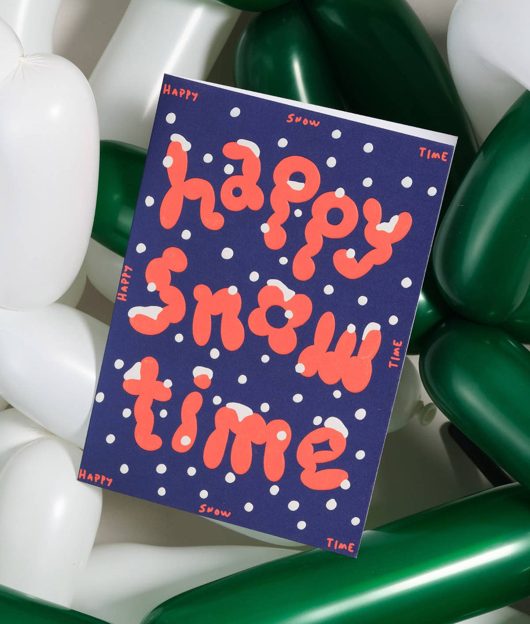 Happy Snow Time Embossed Holiday Greeting Card