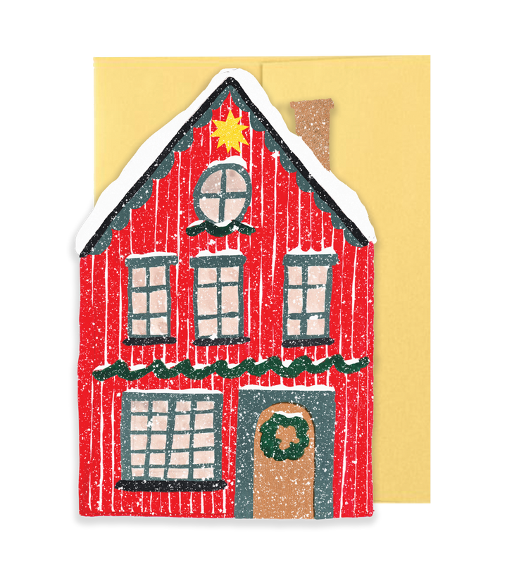 Red Cottage Die Cut Card