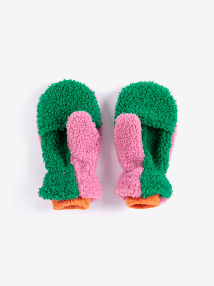 Color Block Mittens - Pink/Green/Orange