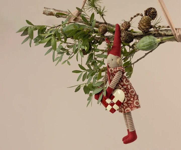Metal ornament, Heart, Small - Red