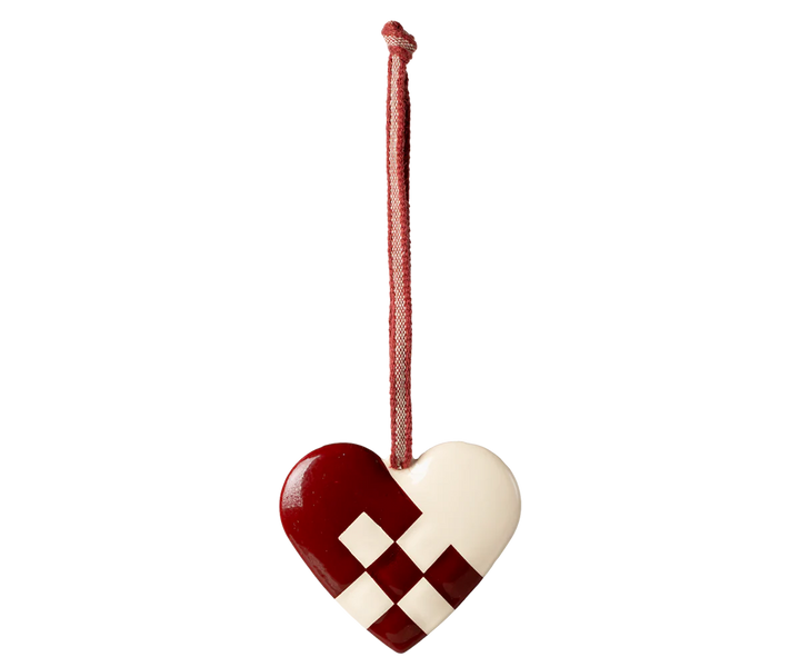 Metal ornament, Heart, Small - Red