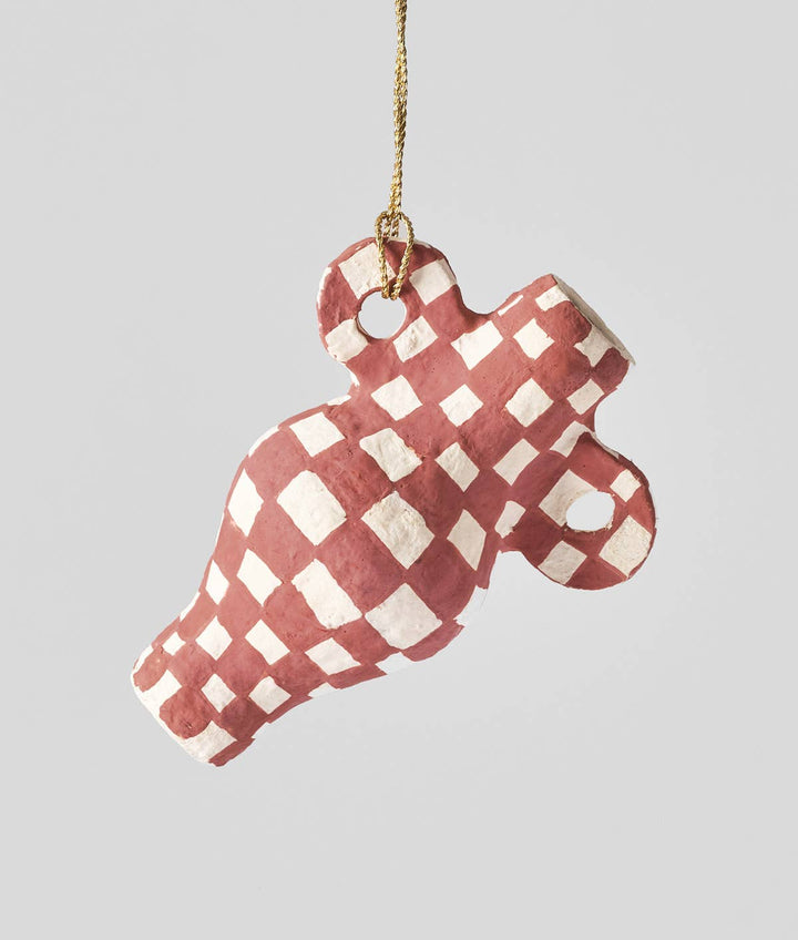 Onsen Check Terracotta Mini Vase Hanging Ornament