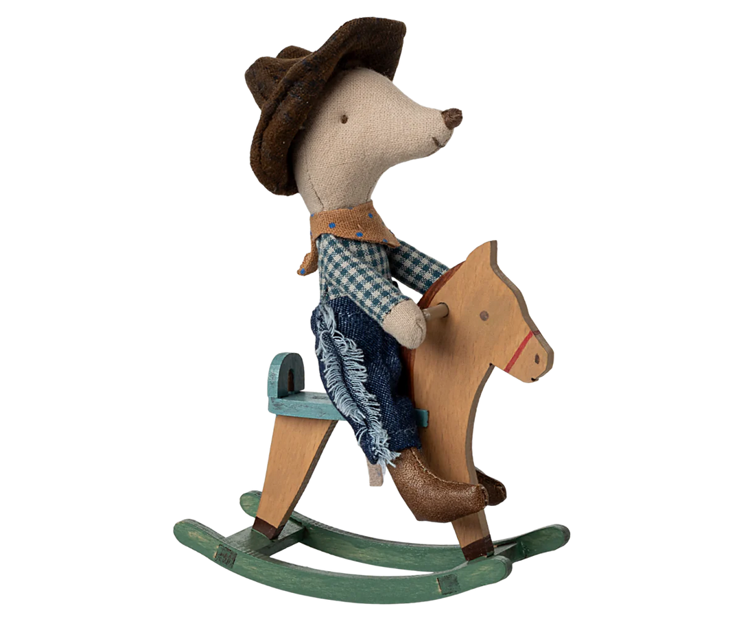 Cowboy mouse on rocking horse - Little Brother