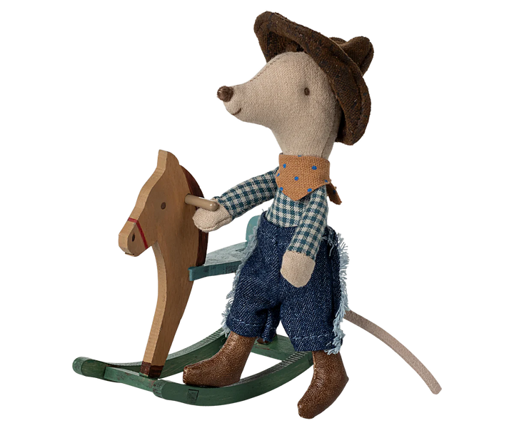 Cowboy mouse on rocking horse - Little Brother