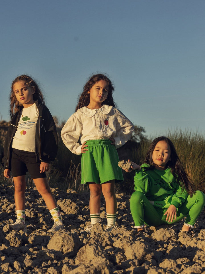 Green Plain Piping Sweatshorts