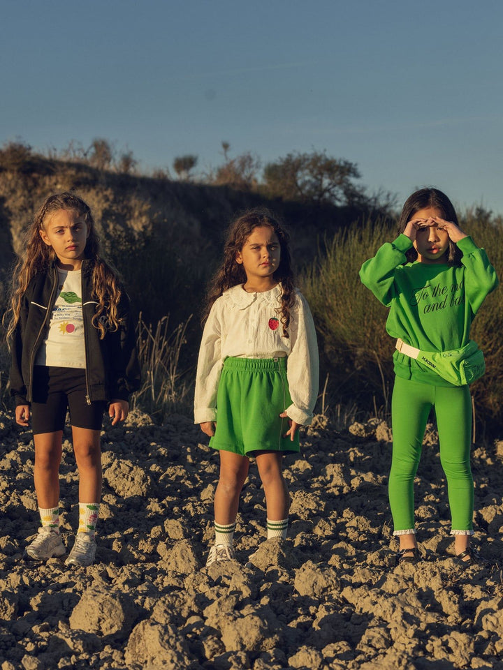 Green Plain Piping Sweatshorts