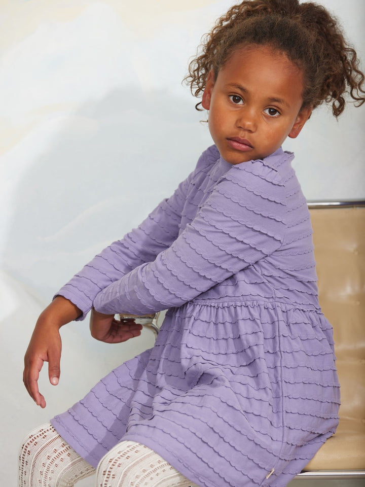 Textured Frill Long Sleeve Dress