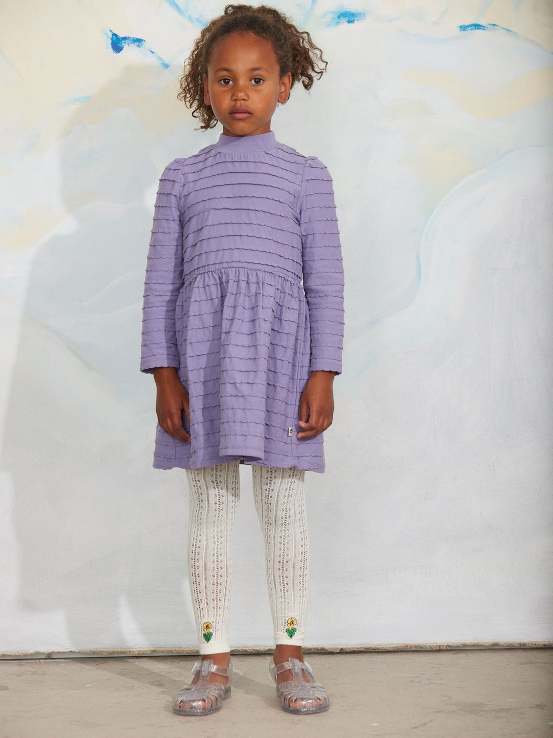 Textured Frill Long Sleeve Dress