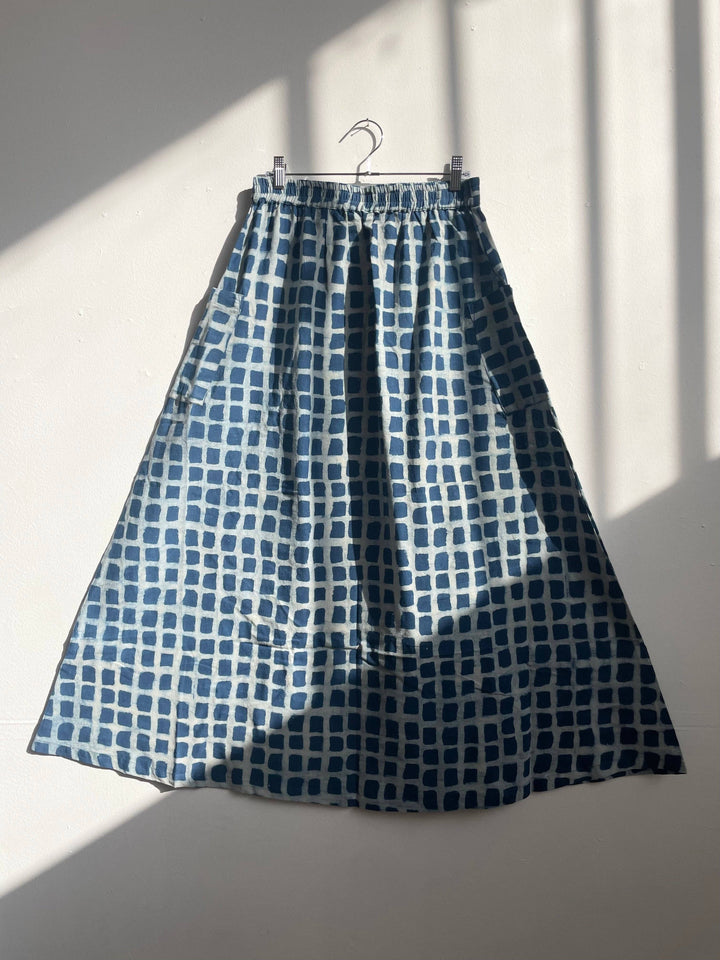 Tilda Skirt Indigo Big Squares