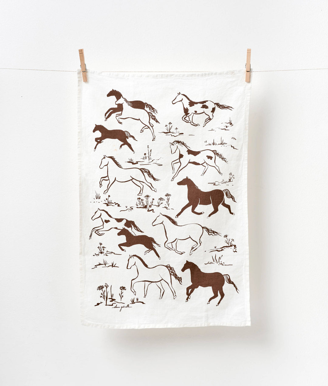 Wild Horses Linen Tea Towel
