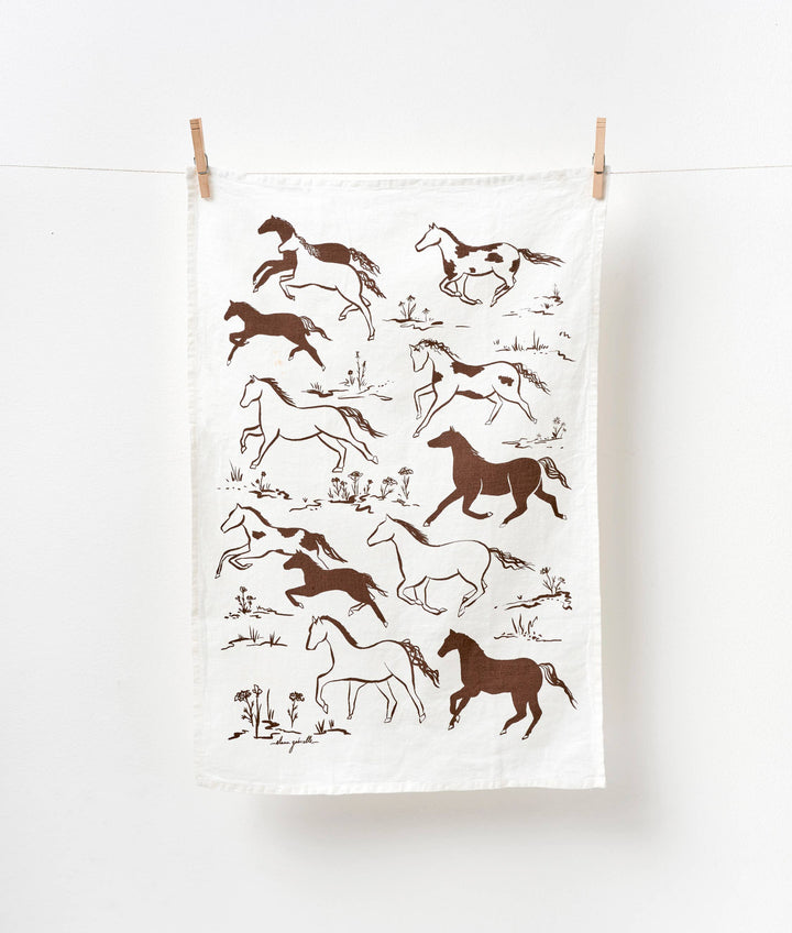 Wild Horses Linen Tea Towel