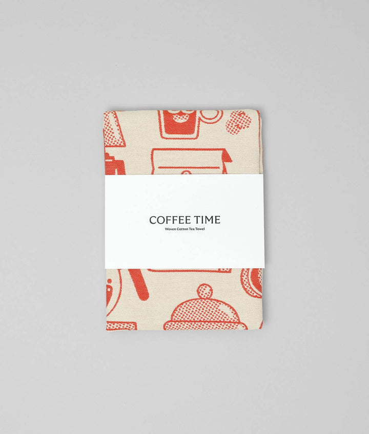 Coffee Time Tea Towel Red/Beige