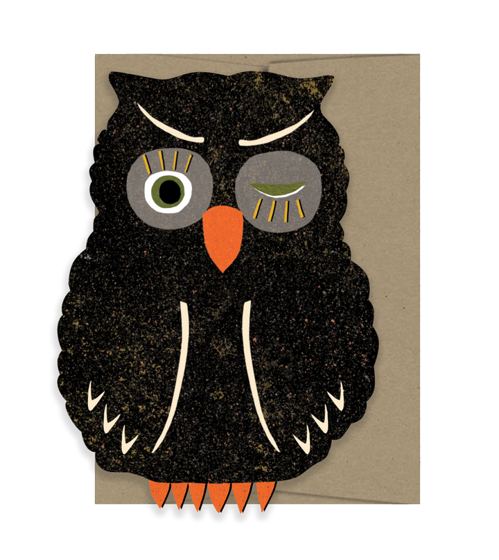 Owl Blink Die Cut Card