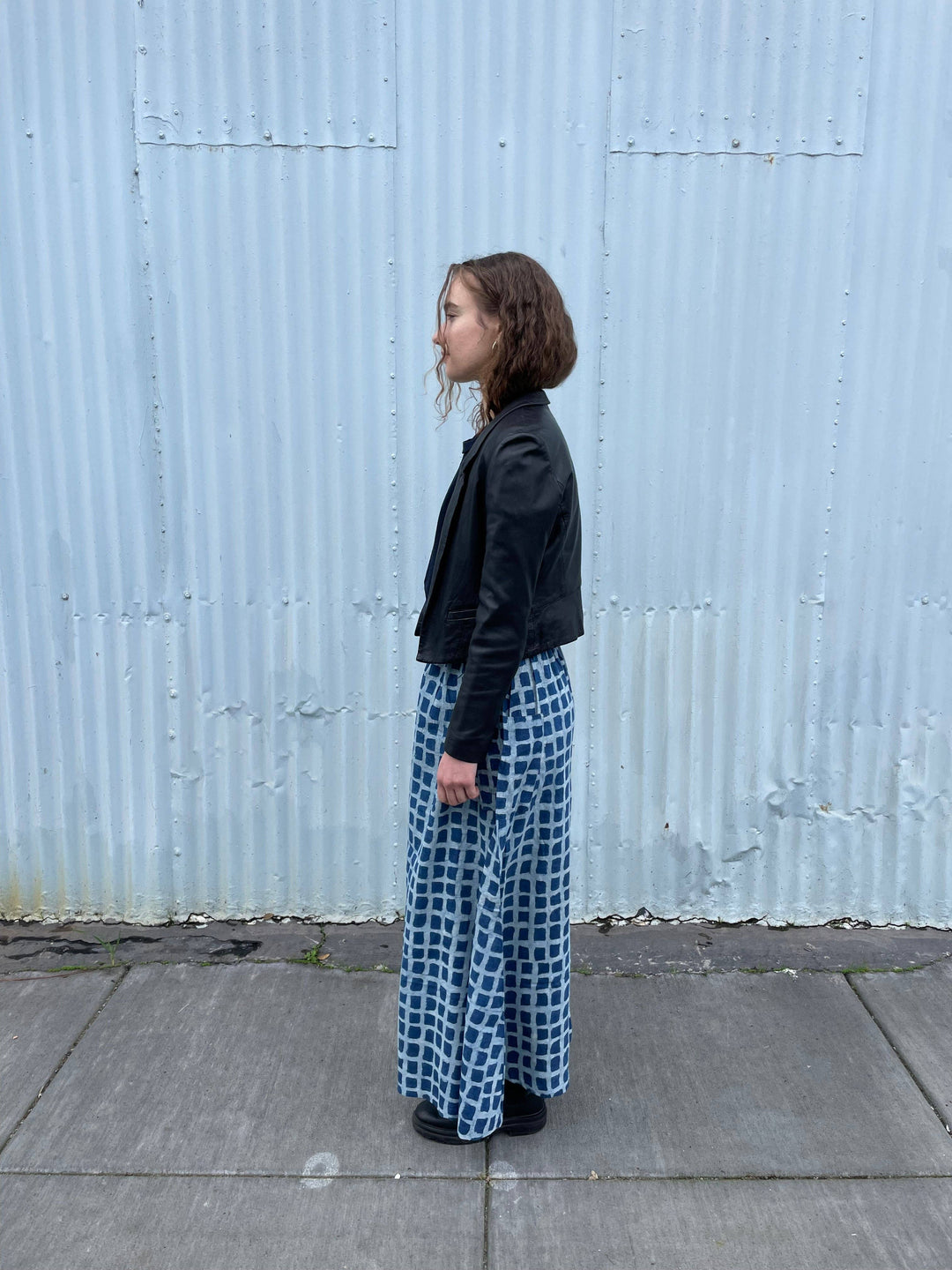 Tilda Skirt Indigo Big Squares