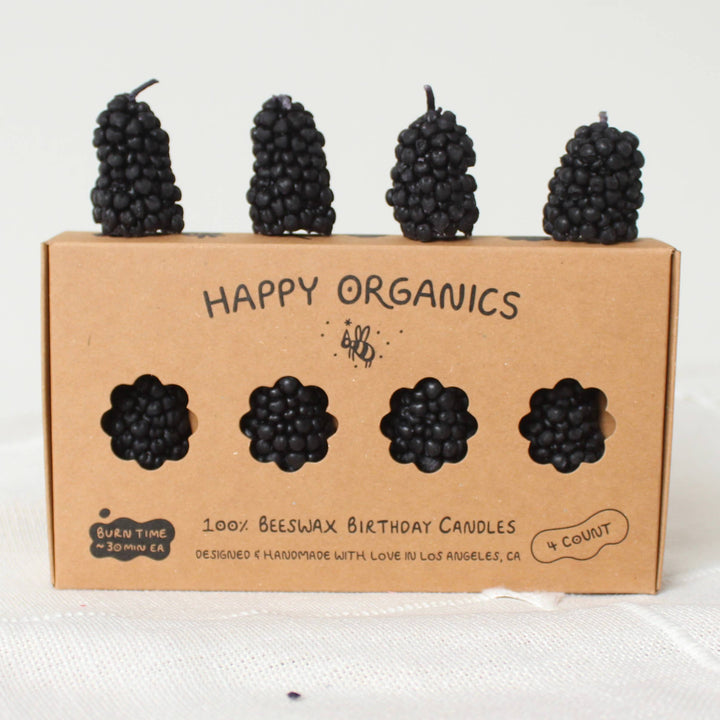 Blackberry Beeswax Birthday Candles - 4 count 