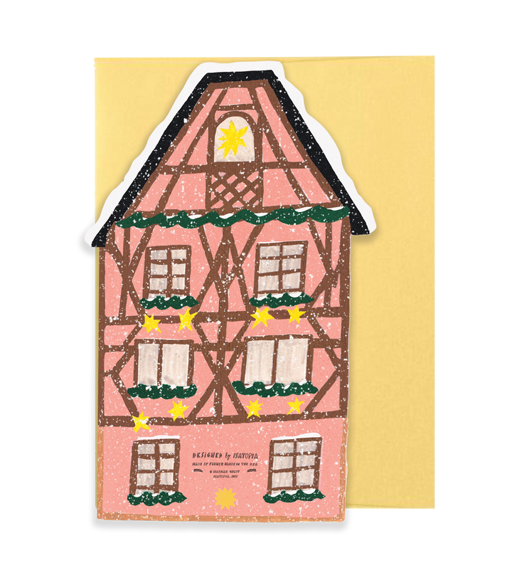 Pink Cottage Die Cut Card