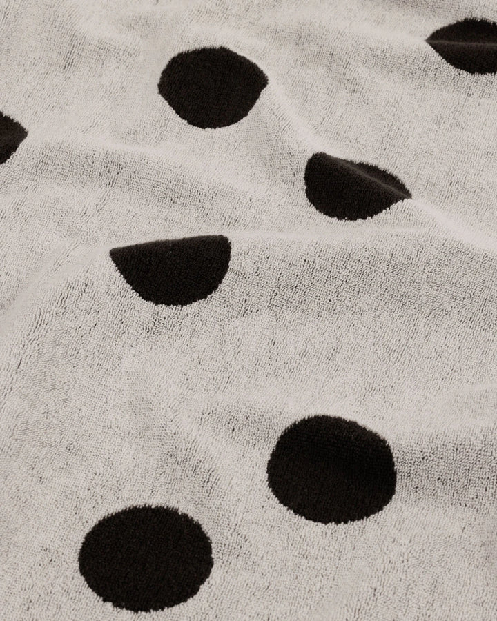 Bath Towel - Cream and Black Polka Dot