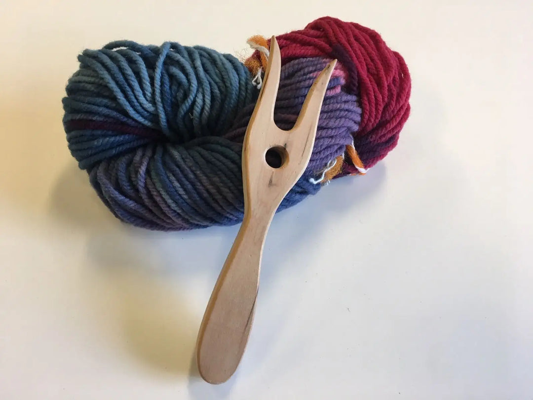 Braiding Fork with Wool Yarn