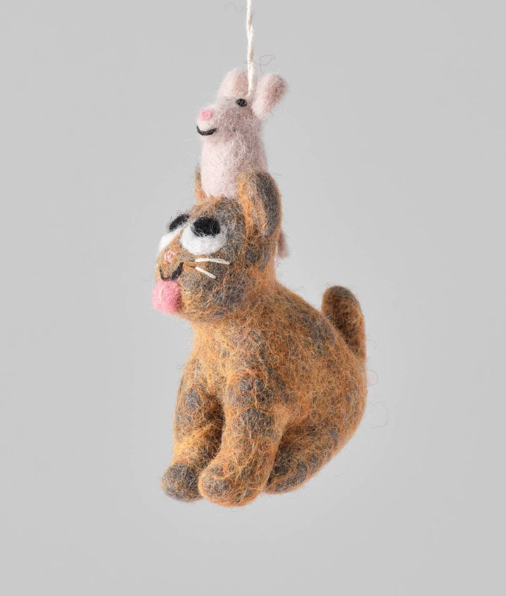 Clint, Cat With Mouse Hanging Felt Ornament