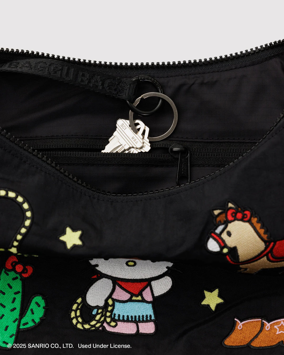 Medium Crescent Bag - Embroidered Hello Kitty Western