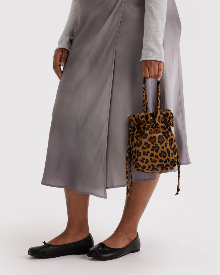 Nylon Drawstring Bag - Leopard