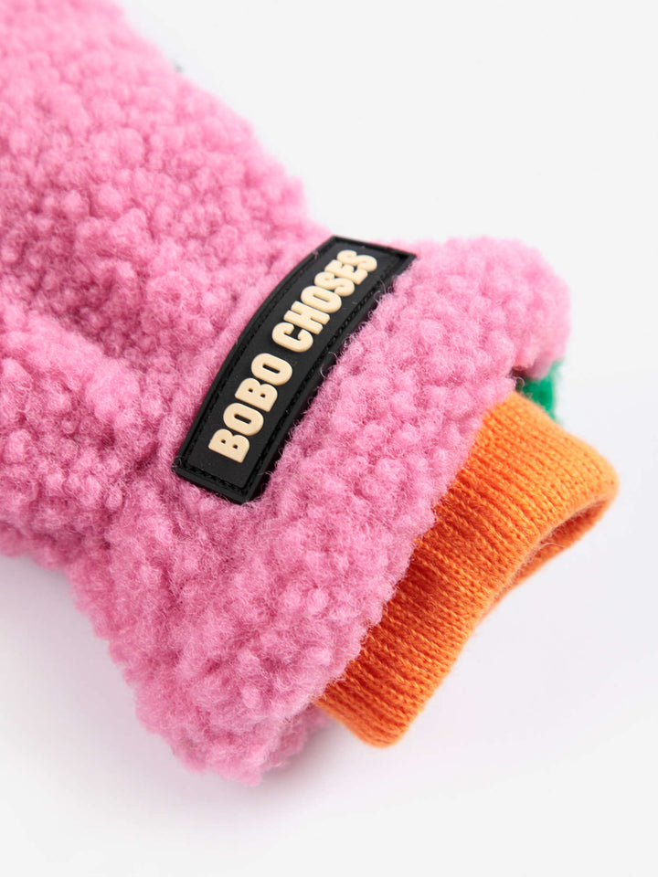 Color Block Mittens - Pink/Green/Orange