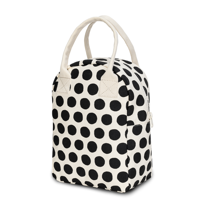 Zipper Lunch Bag - Dot Black + White