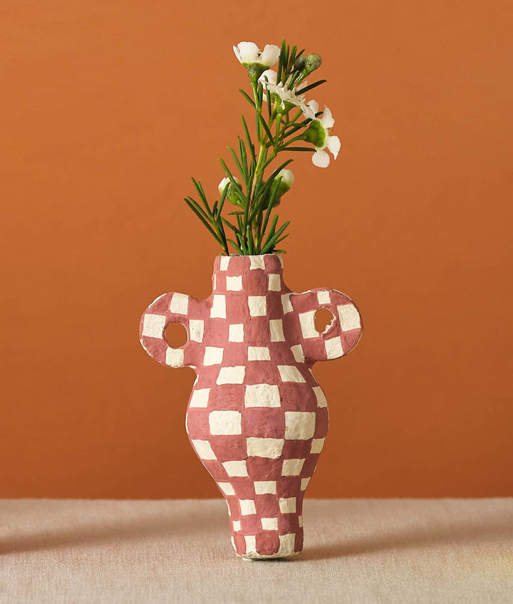 Onsen Check Terracotta Mini Vase Hanging Ornament