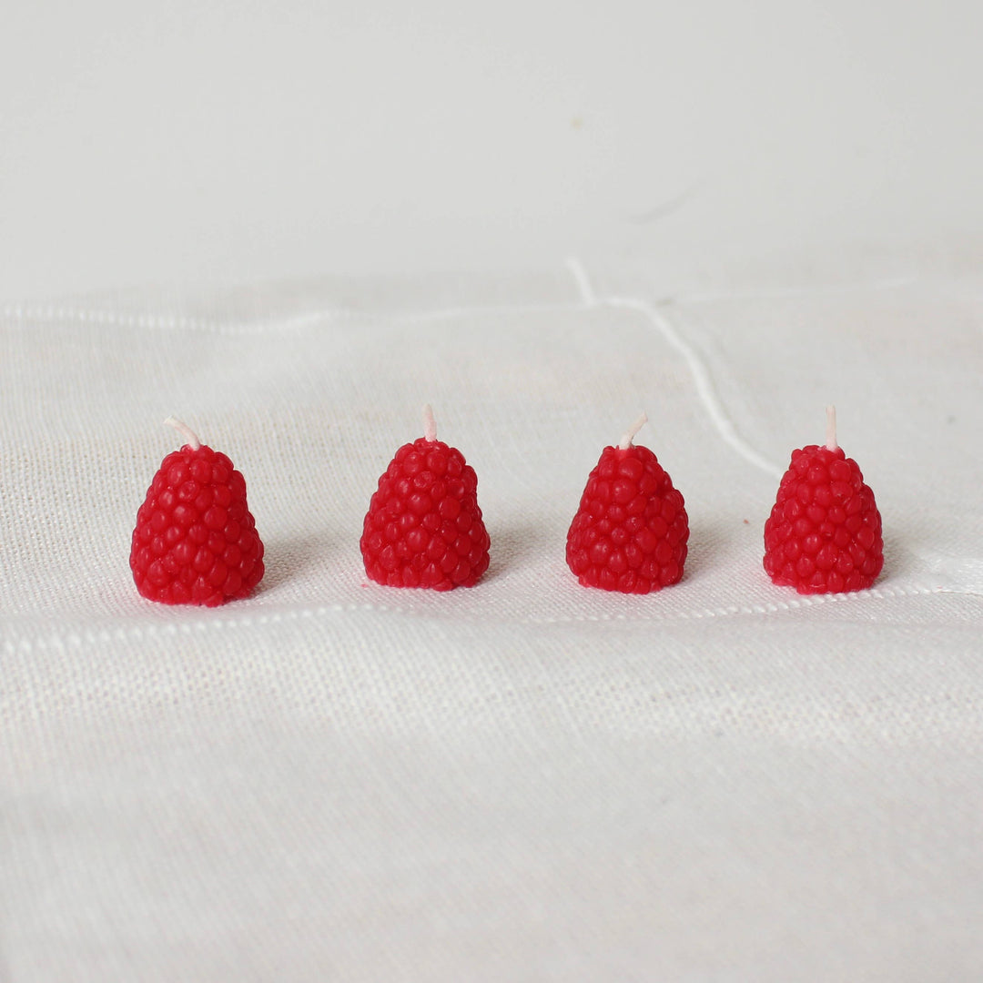 Raspberry Beeswax Birthday Candles - 4 count