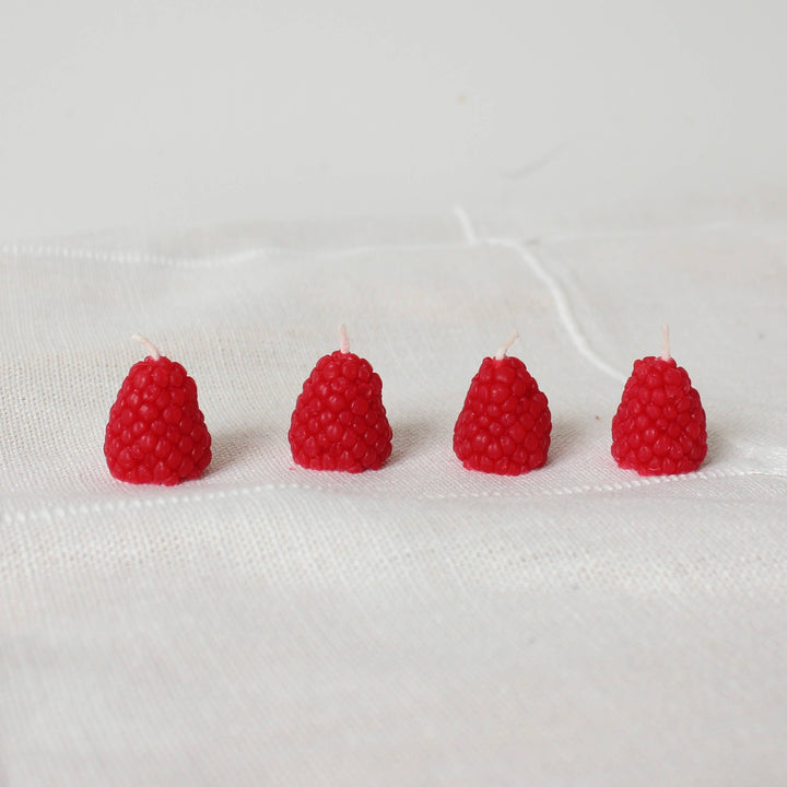 Raspberry Beeswax Birthday Candles - 4 count
