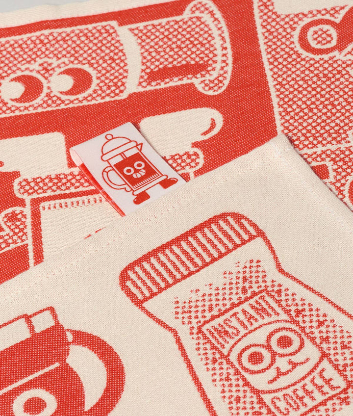 Coffee Time Tea Towel Red/Beige