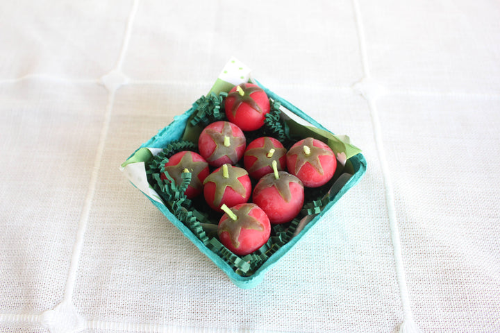 Red Cherry Tomato Beeswax Birthday Candles 8-count