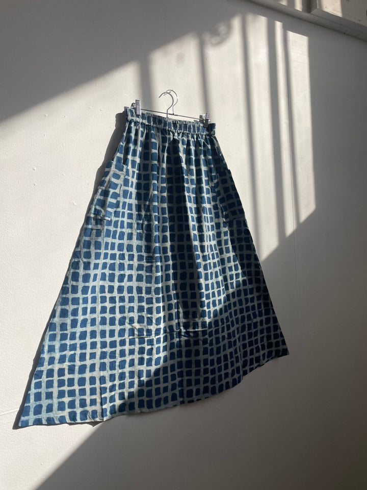 Tilda Skirt Indigo Big Squares
