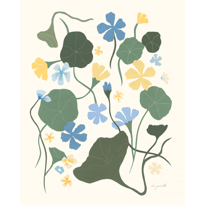 Blue Nasturtiums Print - 8x10