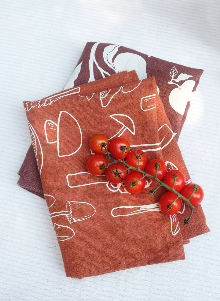 Mushrooms Linen Tea Towel