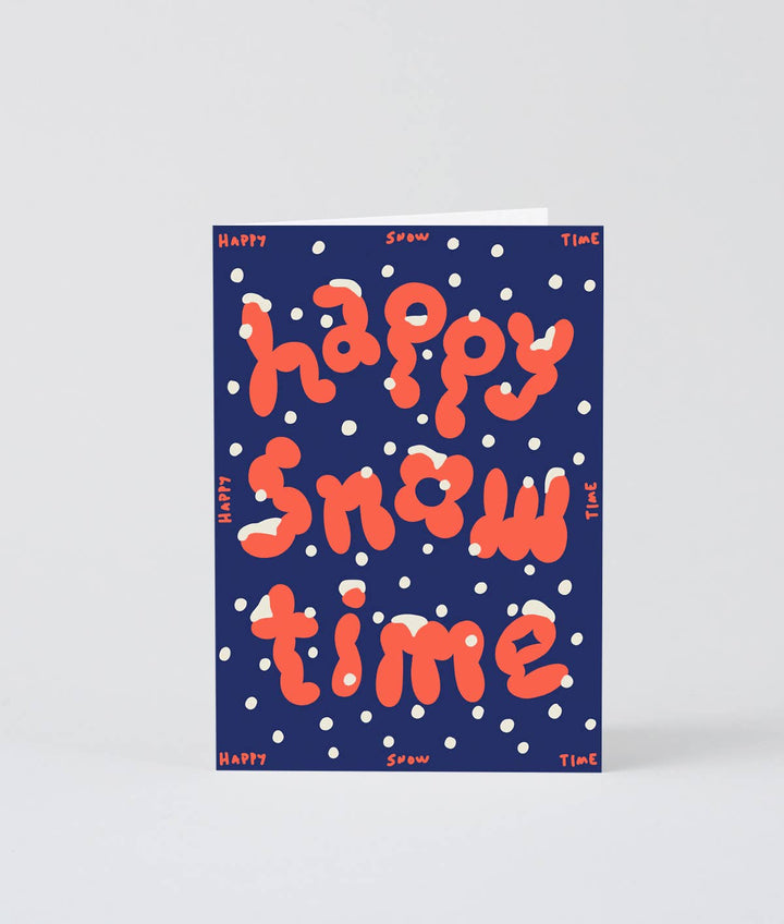 Happy Snow Time Embossed Holiday Greeting Card