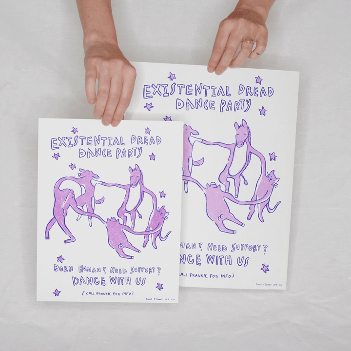 Existential Dread Dance Party Risograph Poster