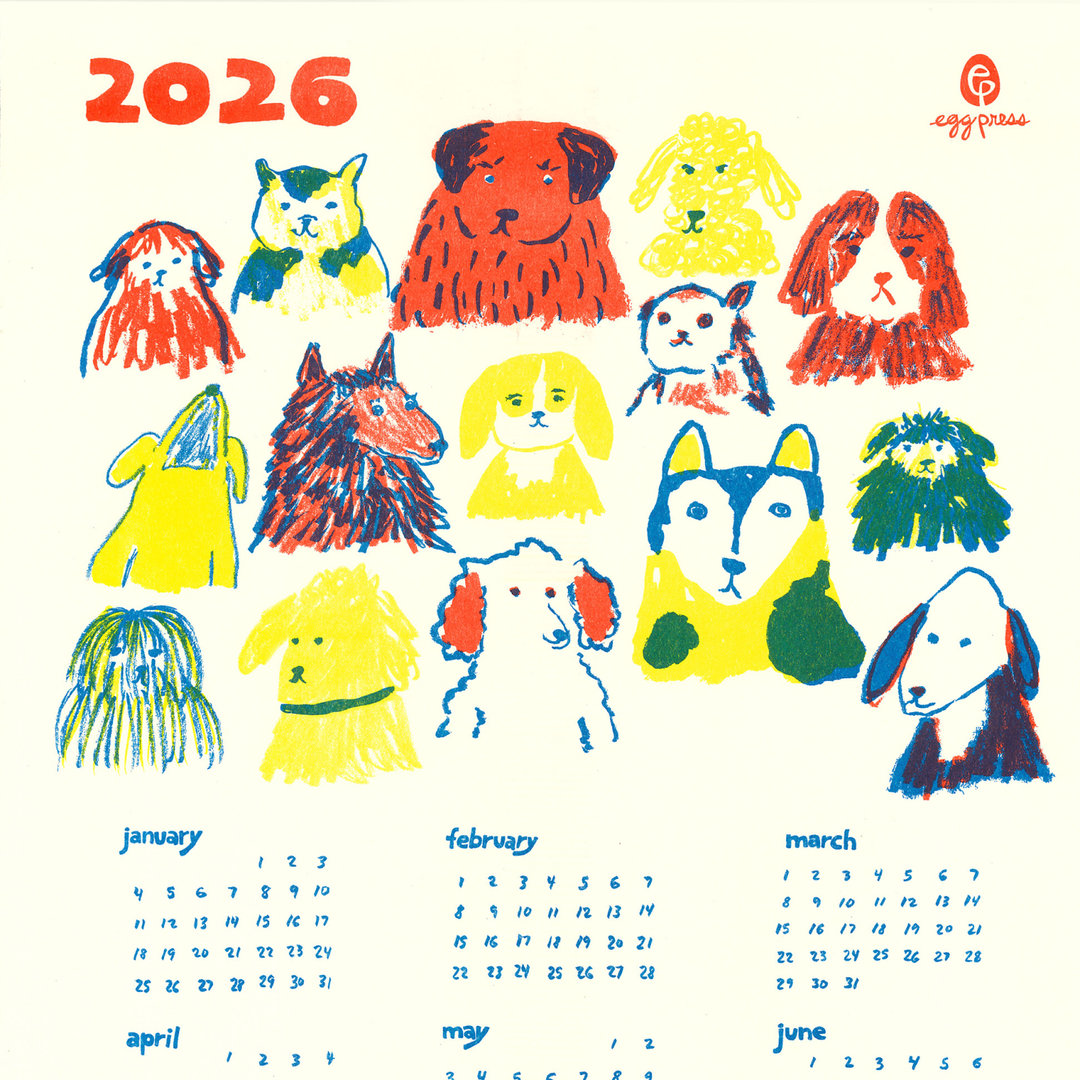 Dogs 2026 Calendar Illustrated Risograph Print