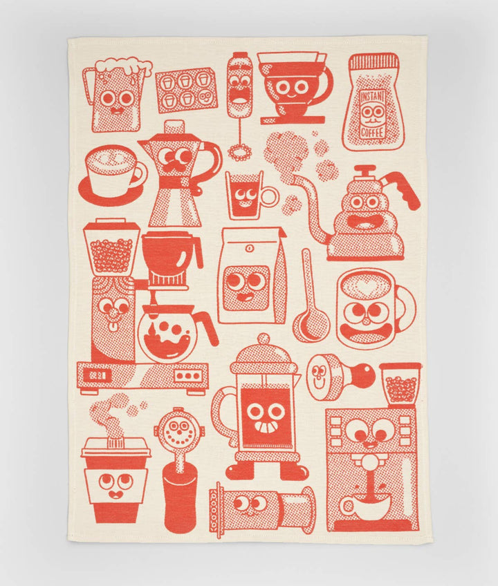 Coffee Time Tea Towel Red/Beige