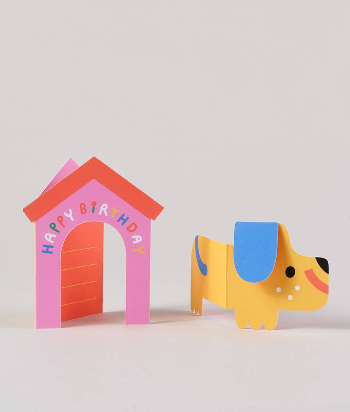 Dog In House Fold Out Kid's Birthday Card
