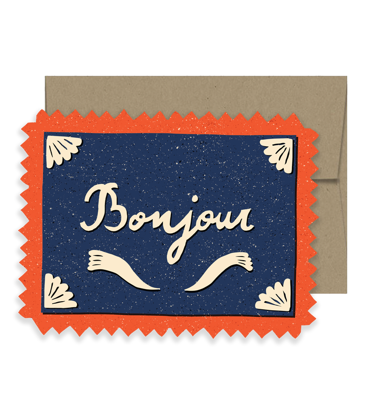 Bonjour Die Cut Card