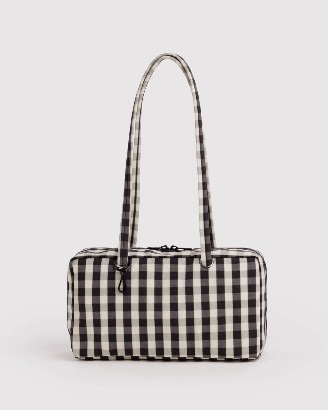 Nylon Bowler Bag - Black and Cream Gingham