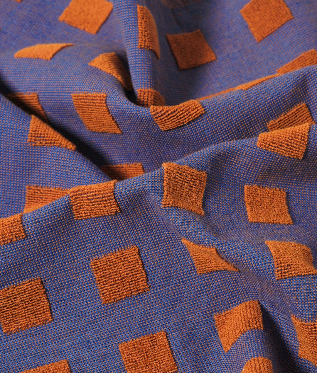 Squares Terry Tea Towel Burgundy/Blue