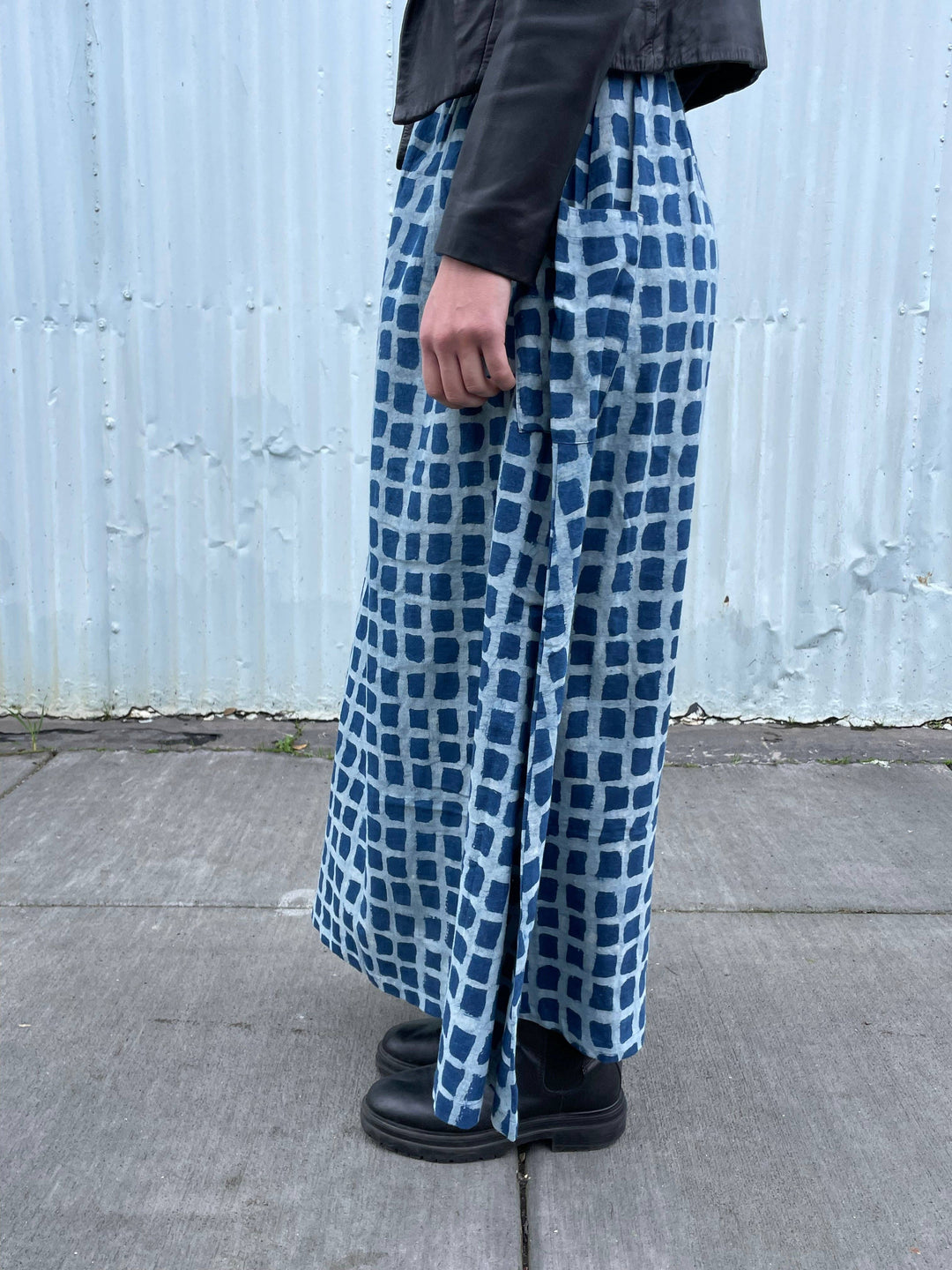 Tilda Skirt Indigo Big Squares