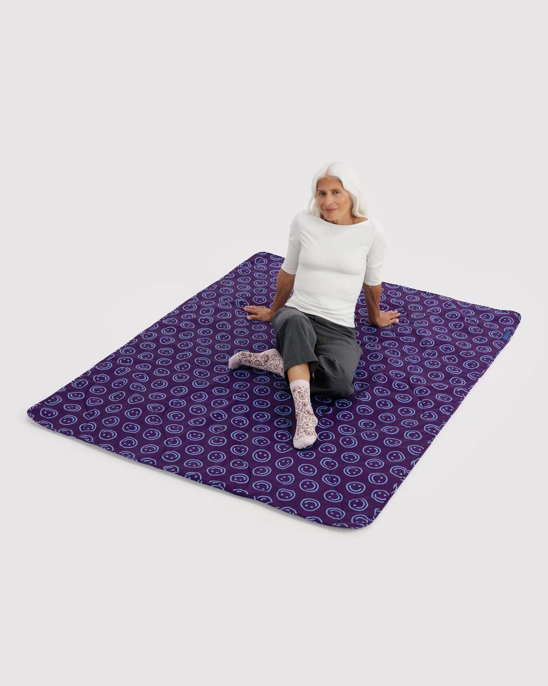 Puffy Picnic Blanket - Indigo Happy