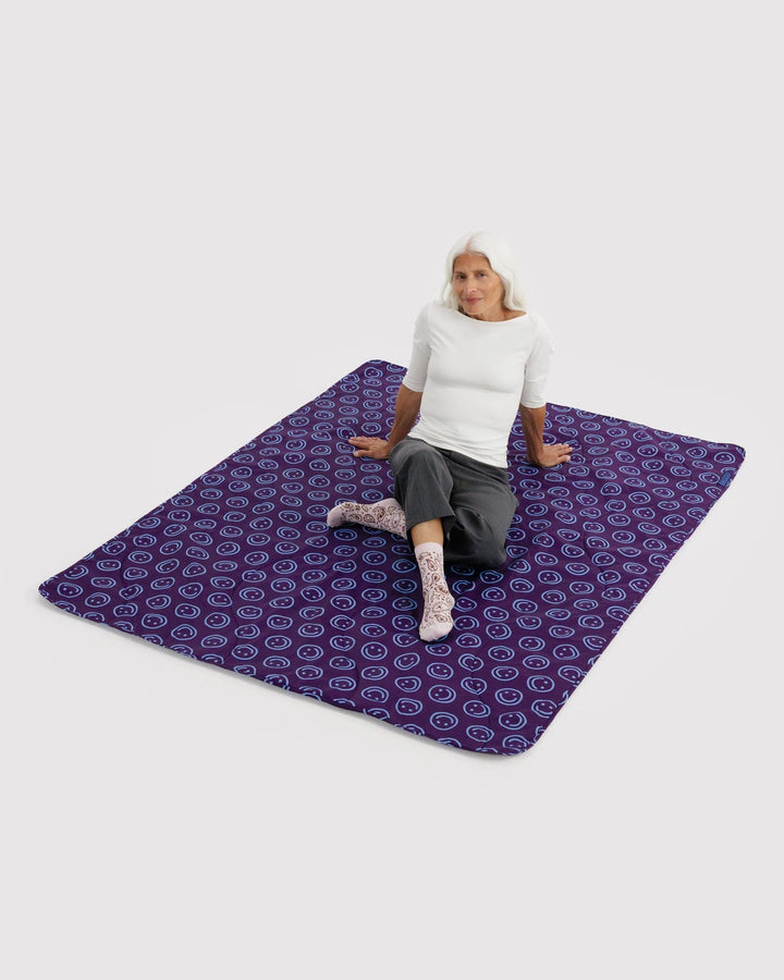 Puffy Picnic Blanket - Indigo Happy